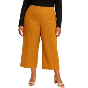 Eloquii Women’s Plus Size Wide Leg Linen Blend Cropped Slacks NWT Size 22